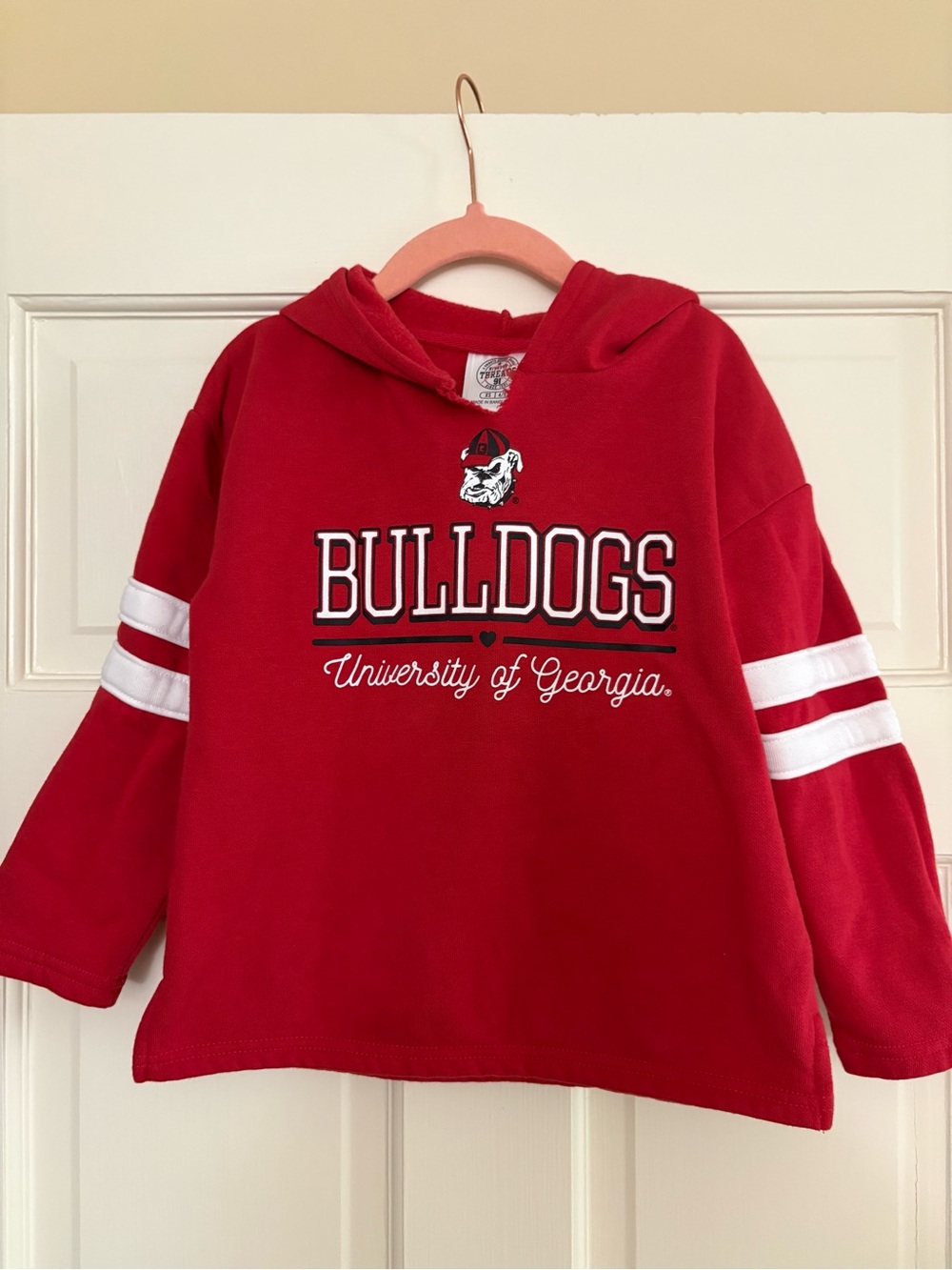 Rivalry Threads Red Bulldogs Hoodie with White Sleeve Stripes